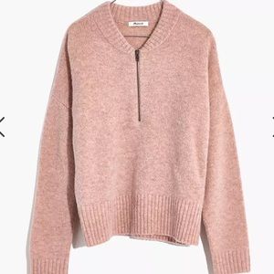 Madewell York Half Zip Pullover Sweater Pink